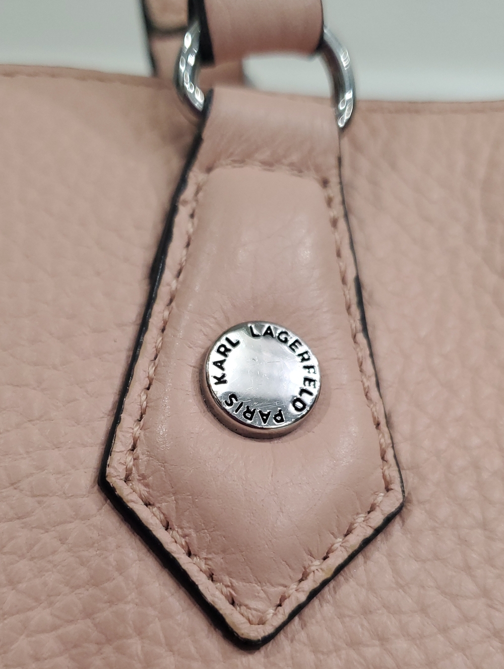 KARL LAGERFELD PINK PEBBLE LEATHER SATCHEL/SHOULDER TOTE BAG💗 - Picture 8 of 16